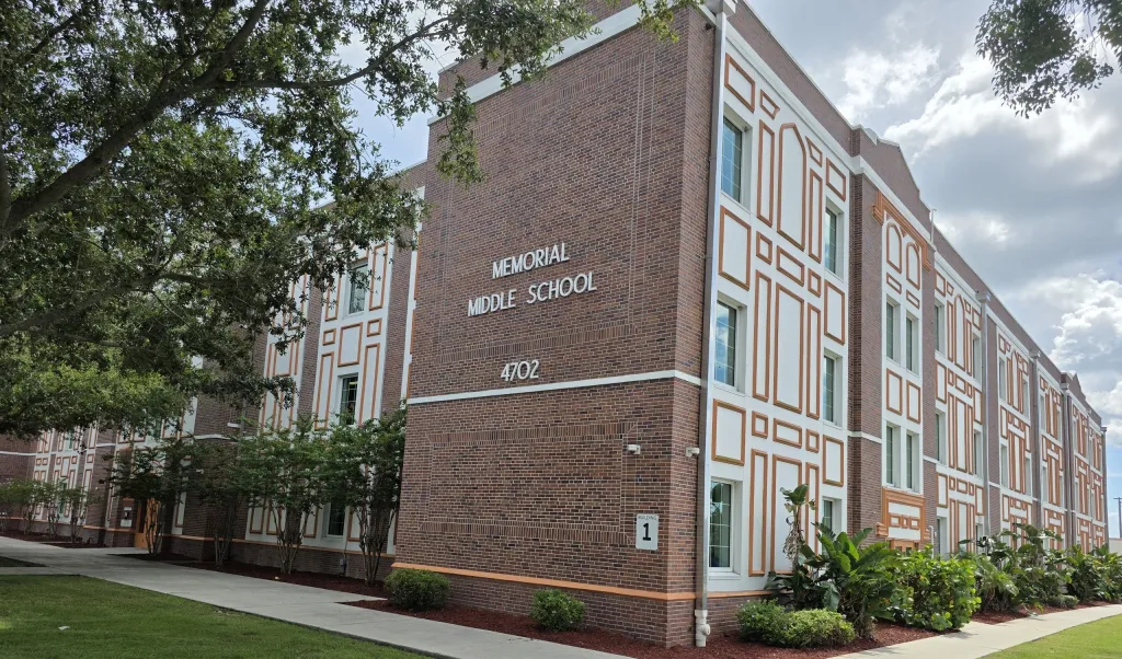Memorial Middle School building with 