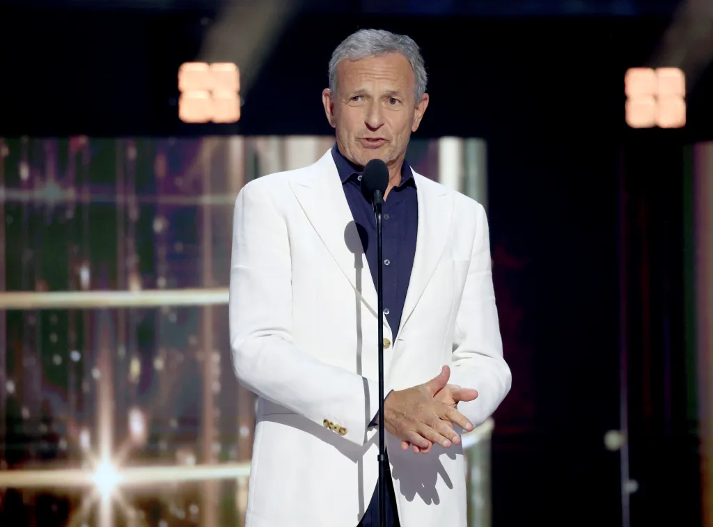 Bob Iger, former CEO of The Walt Disney Company, speaks on stage at the Disney Entertainment Showcase at D23: Legends.