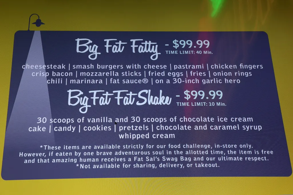 A menu board showing 