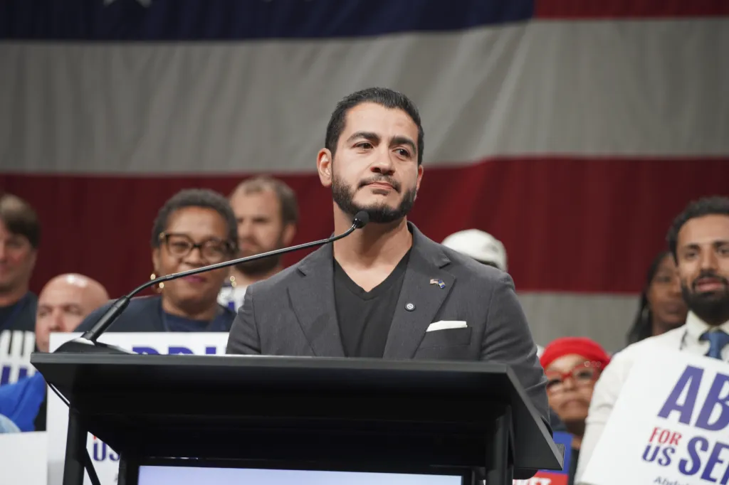 Dr. Abdul El-Sayed speaking at the Michigan Democratic Nominating Convention.