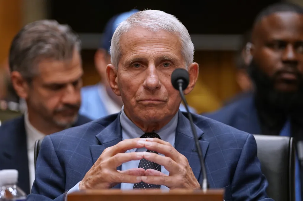 Anthony Fauci testifying before the Senate Homeland Security and Governmental Affairs Committee.