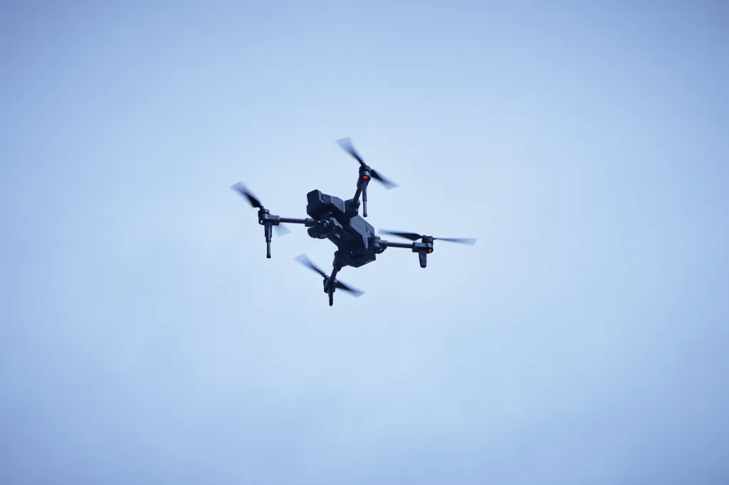 A drone flying during a combat operation simulation in Yilan, Taiwan.
