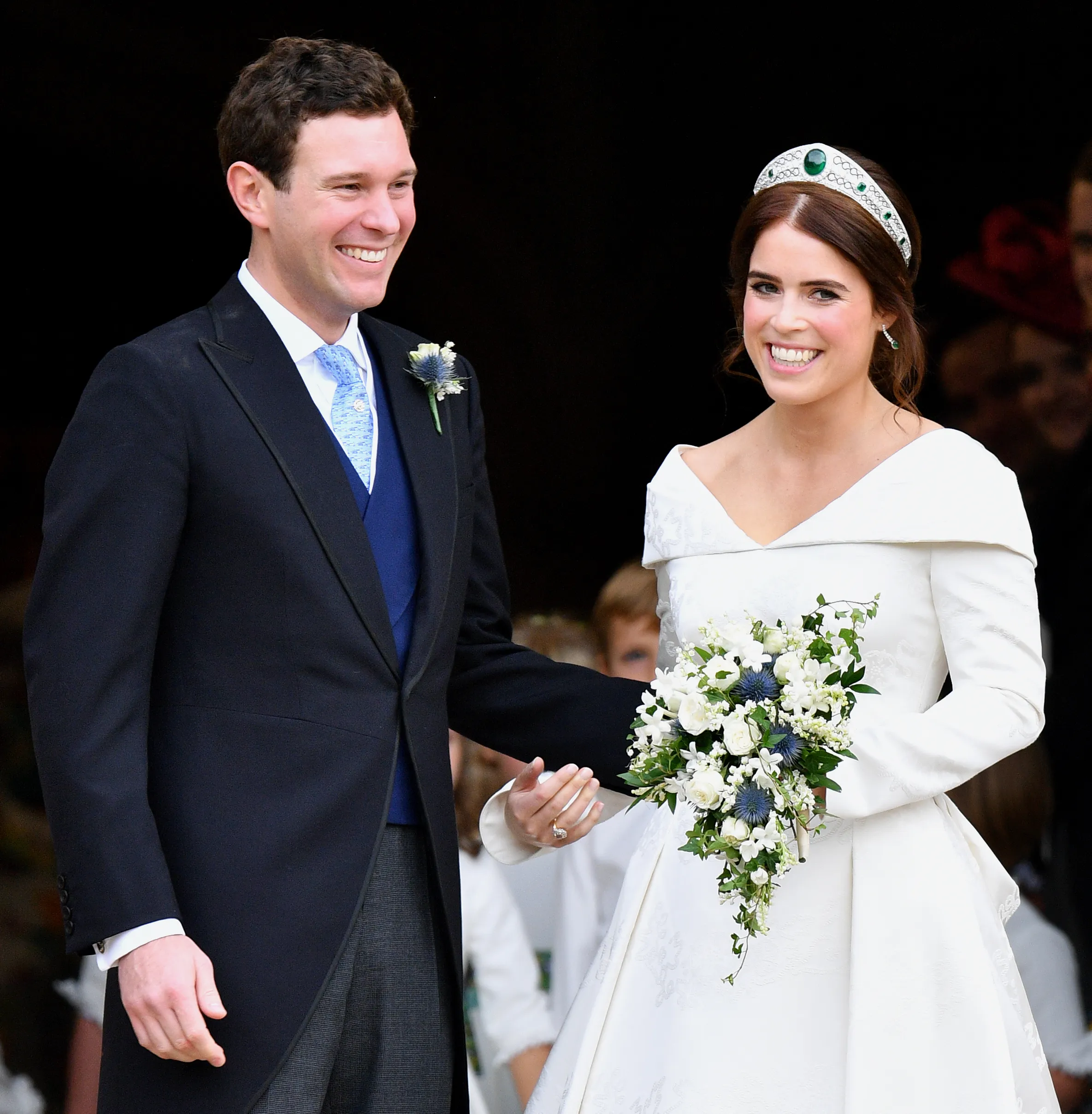 Princess Eugenie and Jack Brooksbank leaving St George's Chapel after their wedding ceremony.
