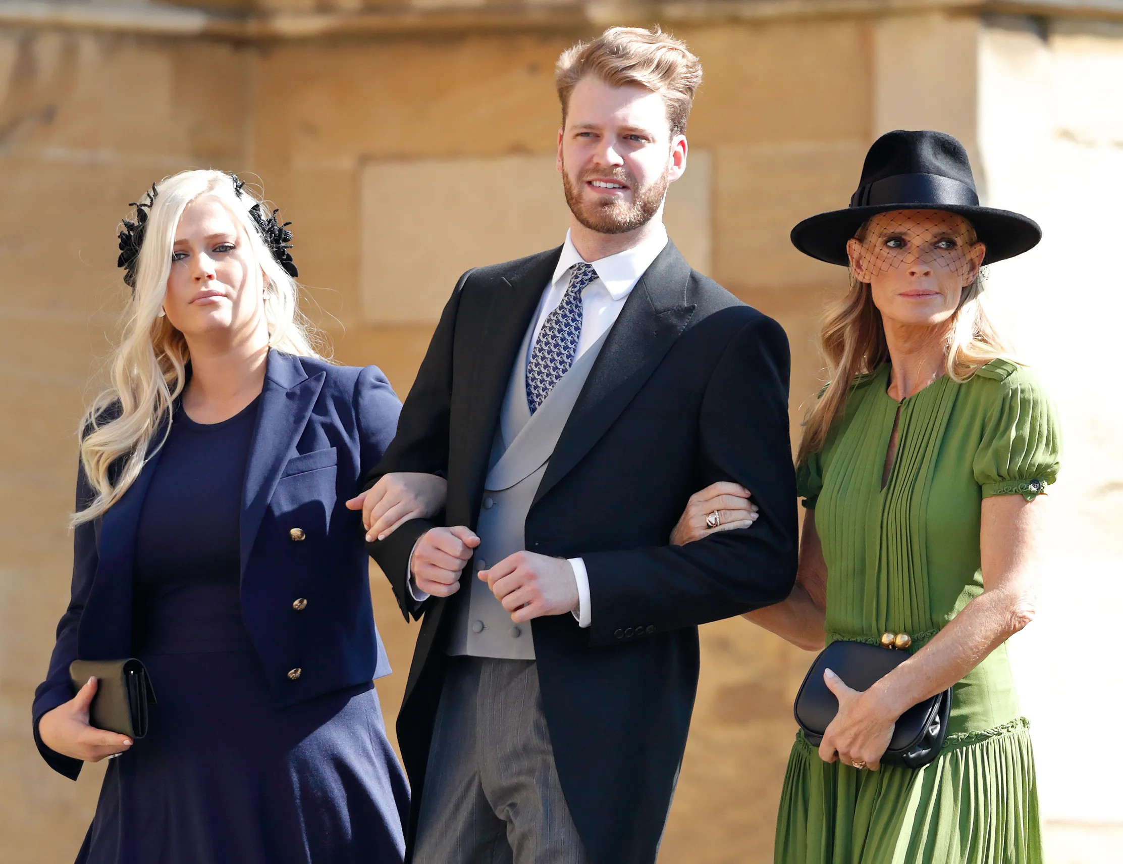 Lady Eliza Spencer, Louis Spencer, Viscount Althorp and Victoria Aitken attending an event.