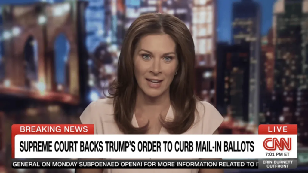 ‘Bad for thee but not for me’: Erin Burnett torches Trump with his own mail ballot words