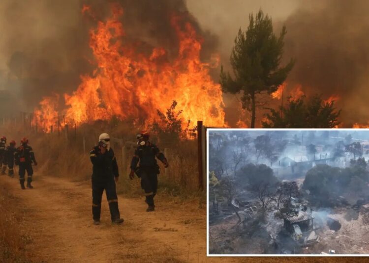 Wildfires rage across Europe as firefighters battle blazes strengthened by gale-force winds