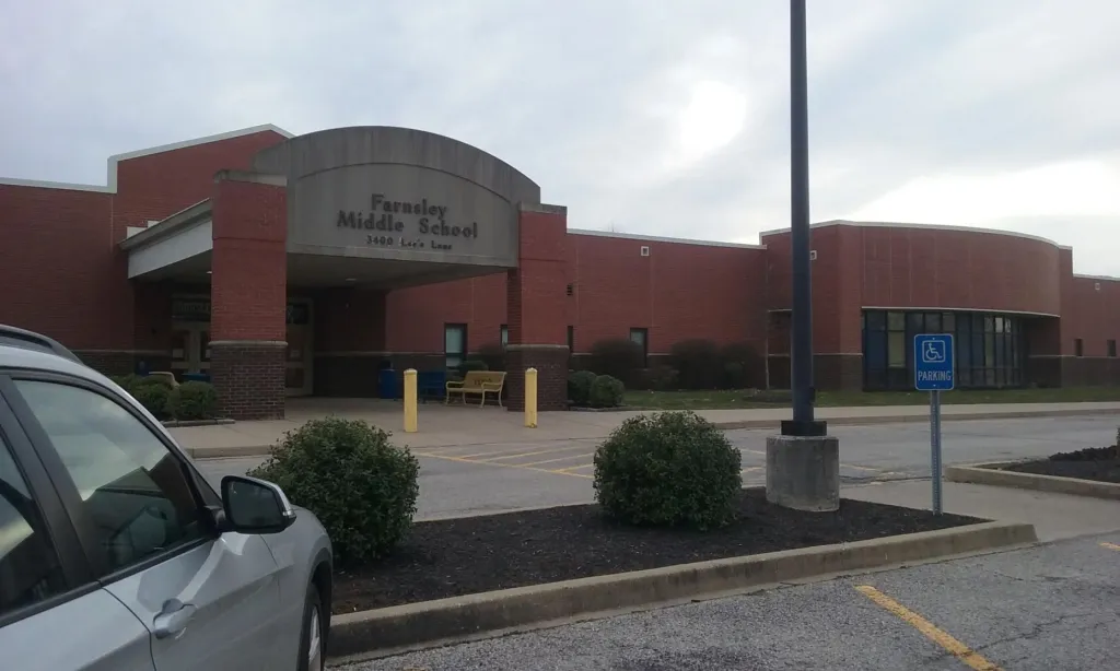 The exterior of Farnsley Middle School in Jefferson County.