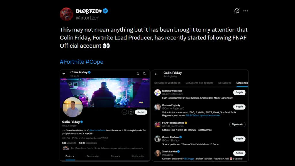 Fortnite Producer Follows FNAF