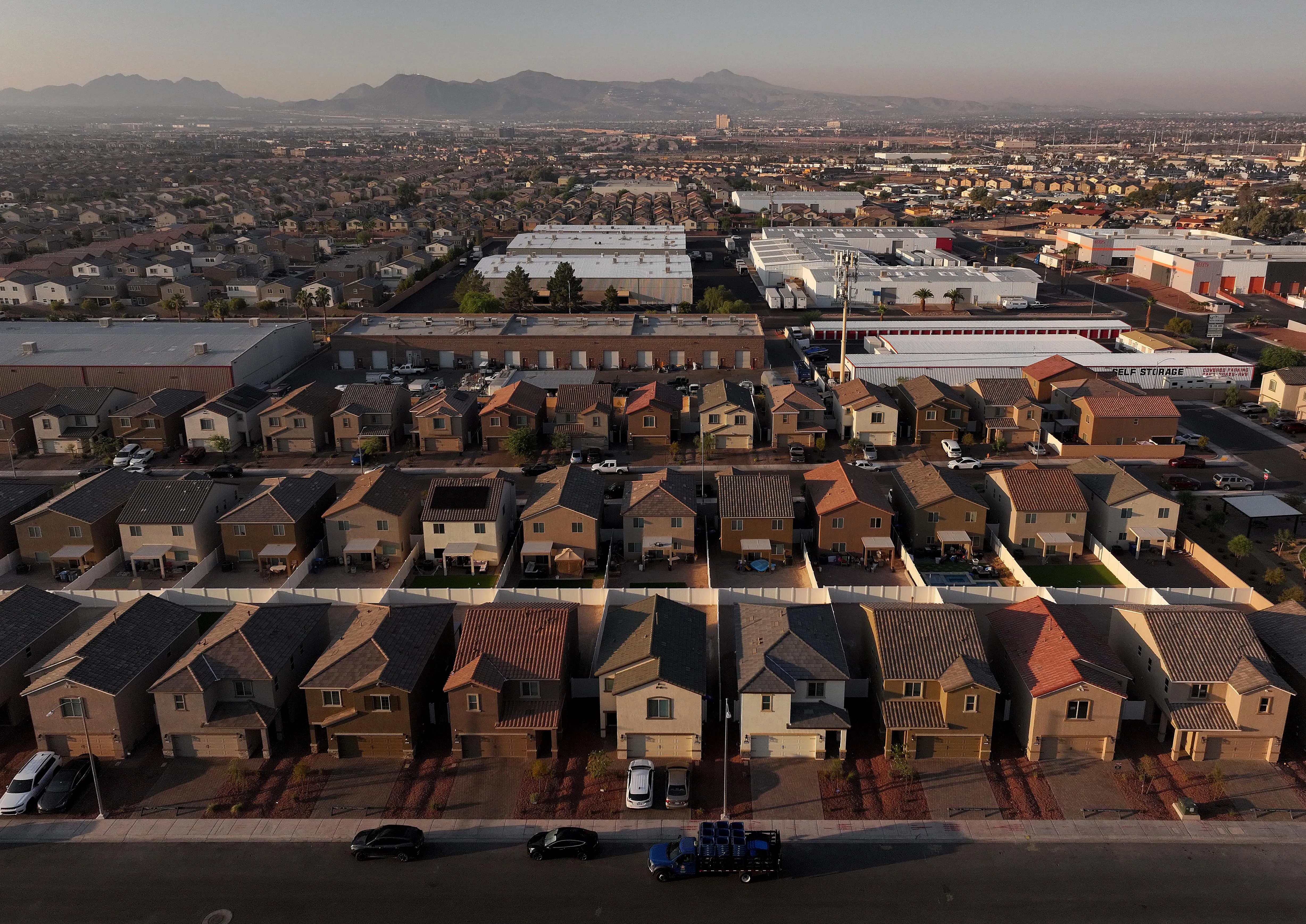 An aerial view of a housing development in Las Vegas, Nevada.