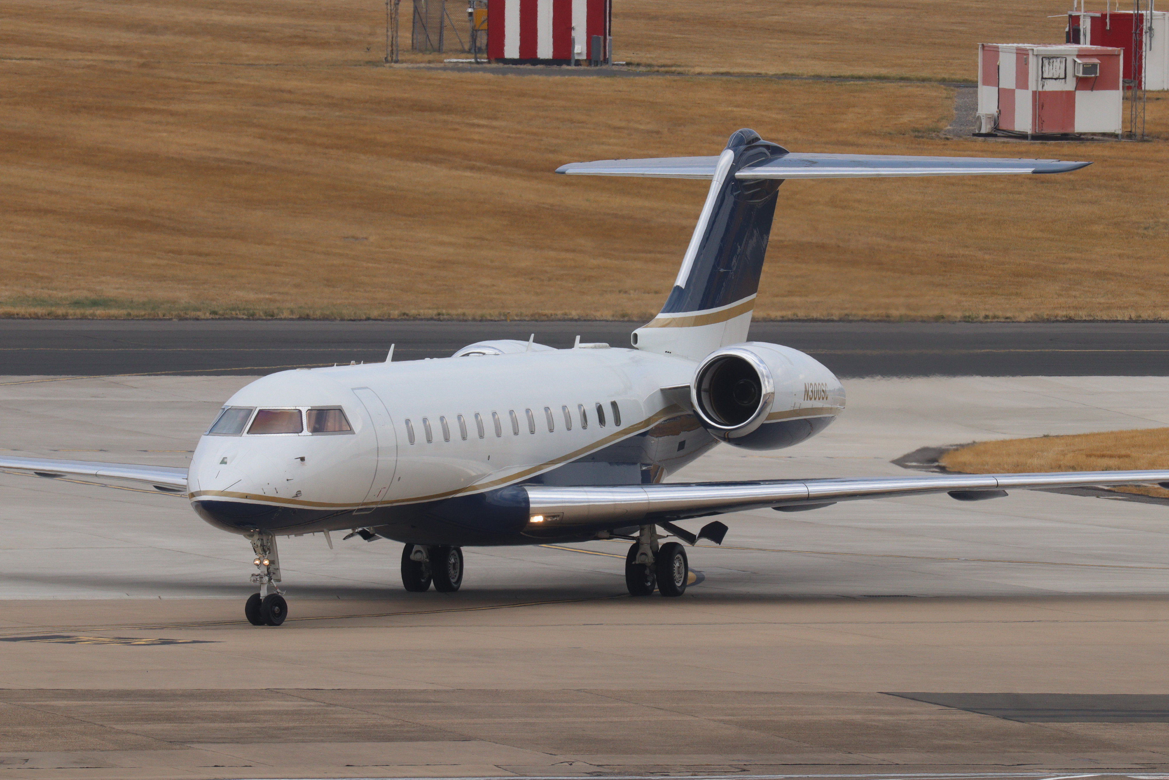 The Global Express N300SC plane on the tarmac at Birmingham Airport.
