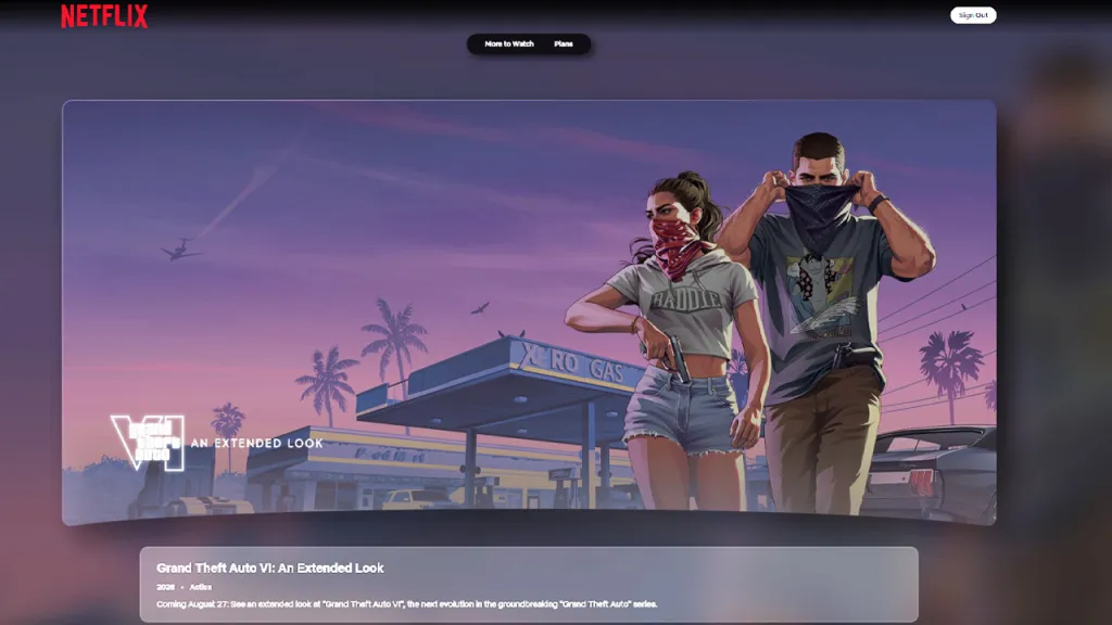 GTA 6 Extended Look Netflix Page