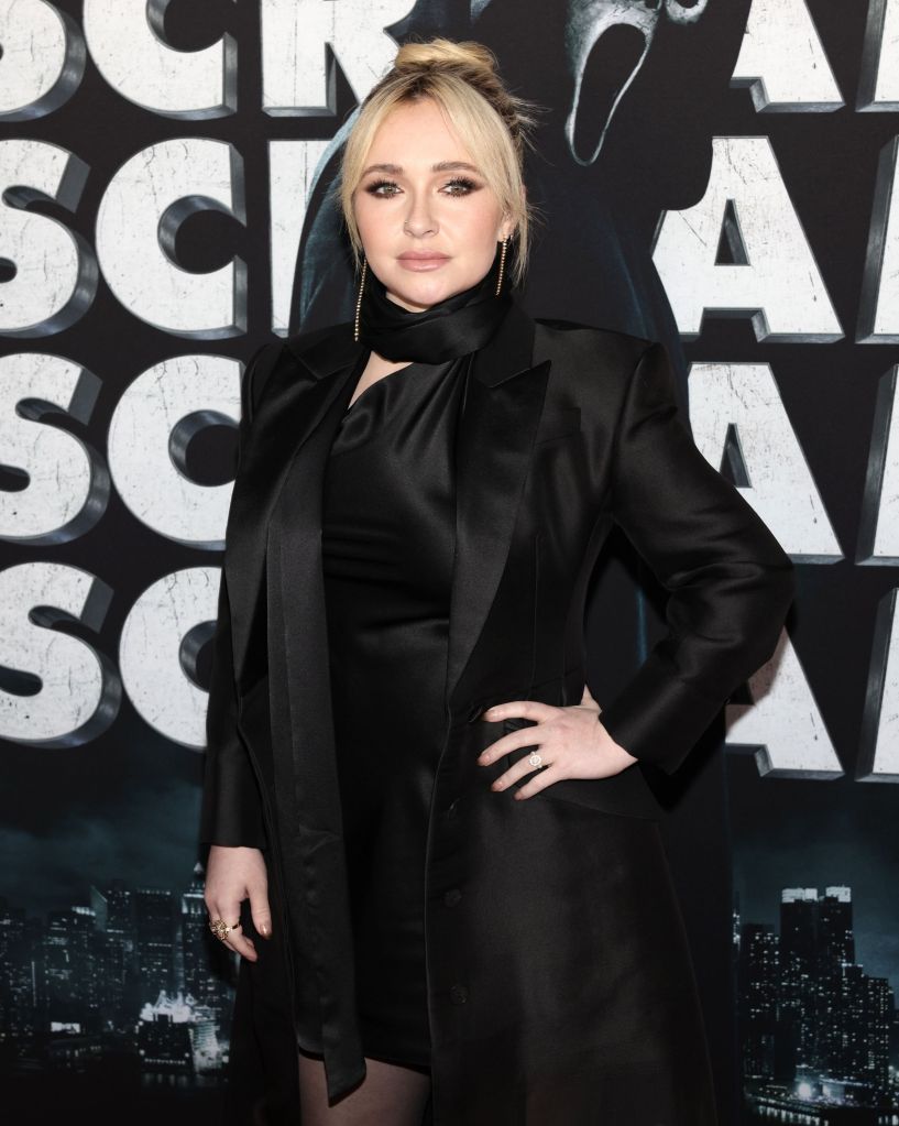Hayden Panettiere in a black suit at the