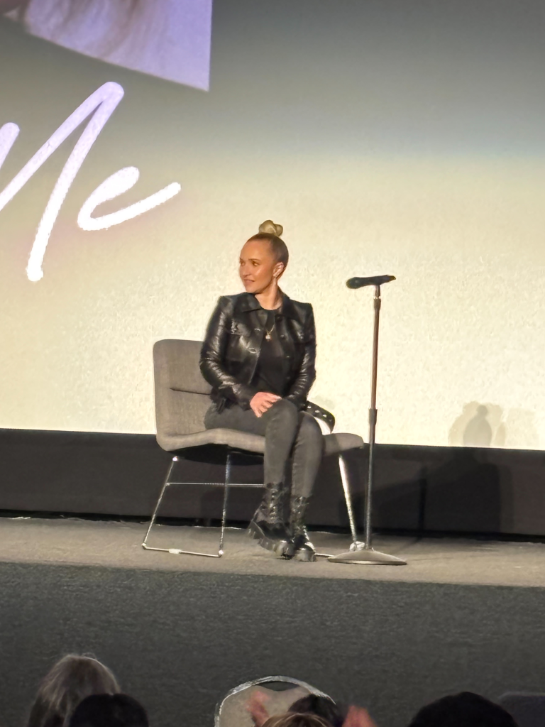 Hayden Panettiere at a Q&A panel about motherhood, postpartum depression, and alcohol abuse.