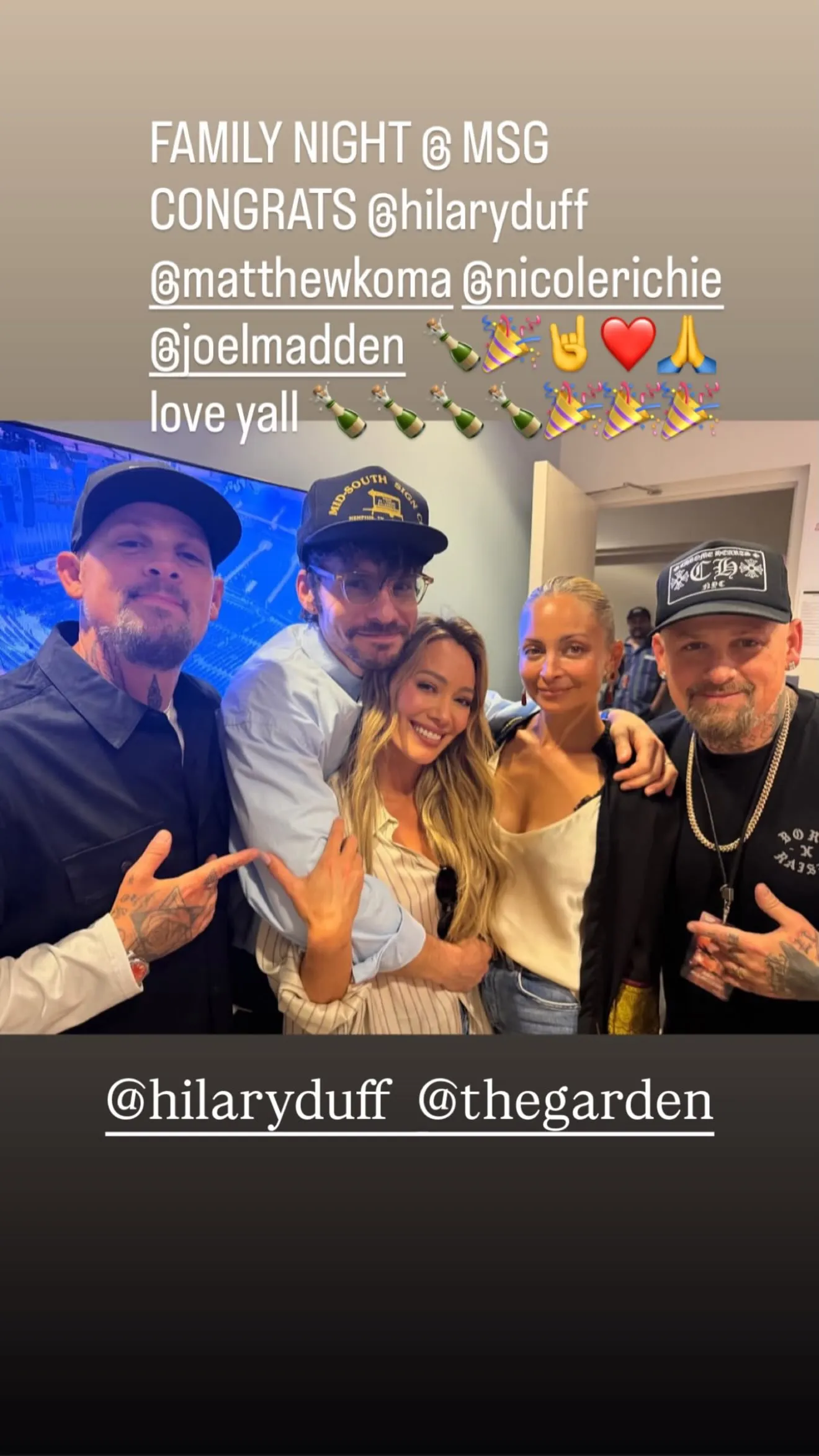 oel Madden, Benji Madden, Nicole Richie, Hilary Duff and Matthew Koma