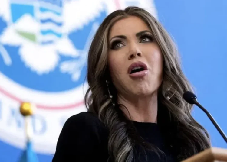 Kristi Noem’s bronze statue ceremony devolves into a merciless roast