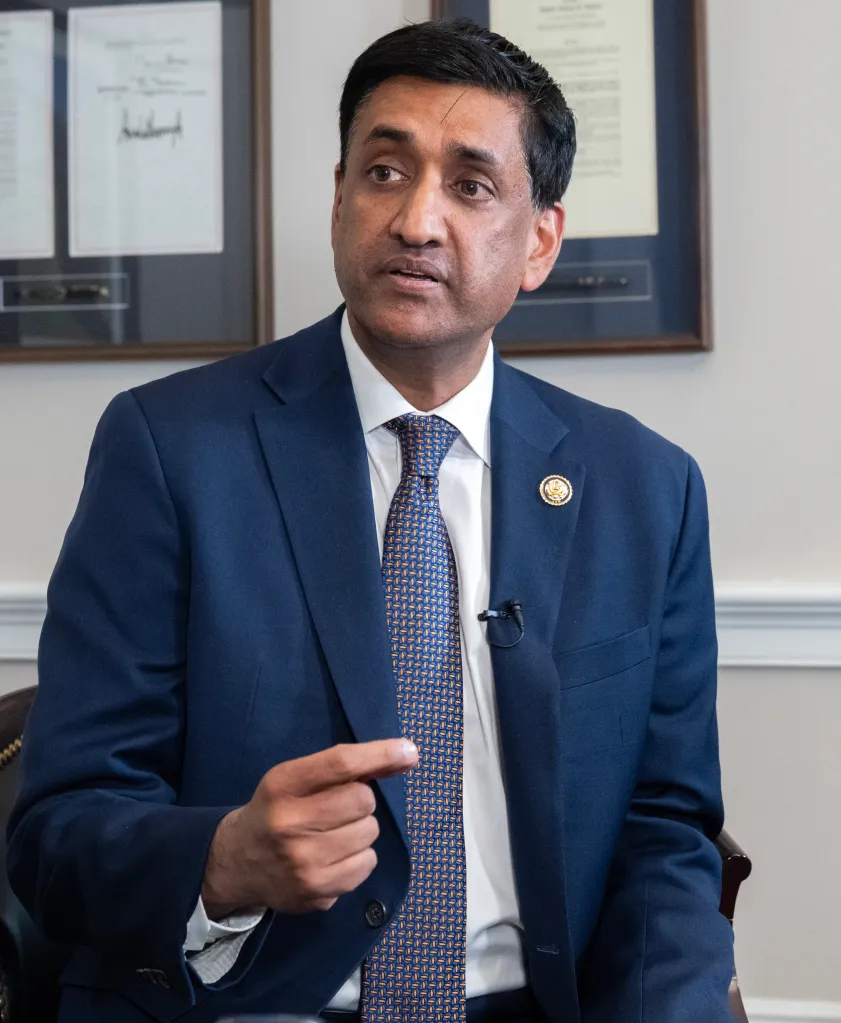 United States Representative Ro Khanna is interviewed in his office.