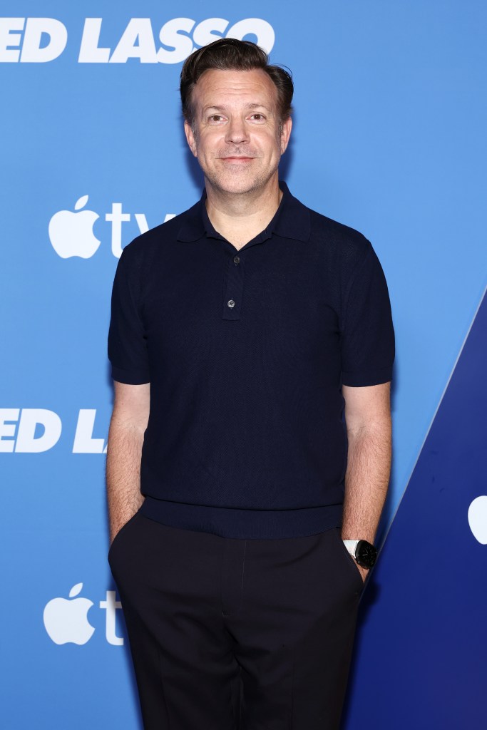 Jason Sudeikis smiling at the Apple TV 