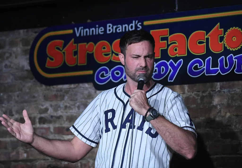 Jeff Dye performing at The Stress Factory Comedy Club.