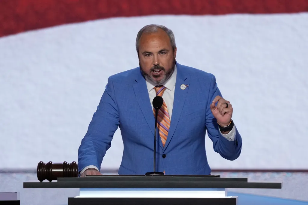 Joe Gruters delivers remarks during the Republican National Convention.