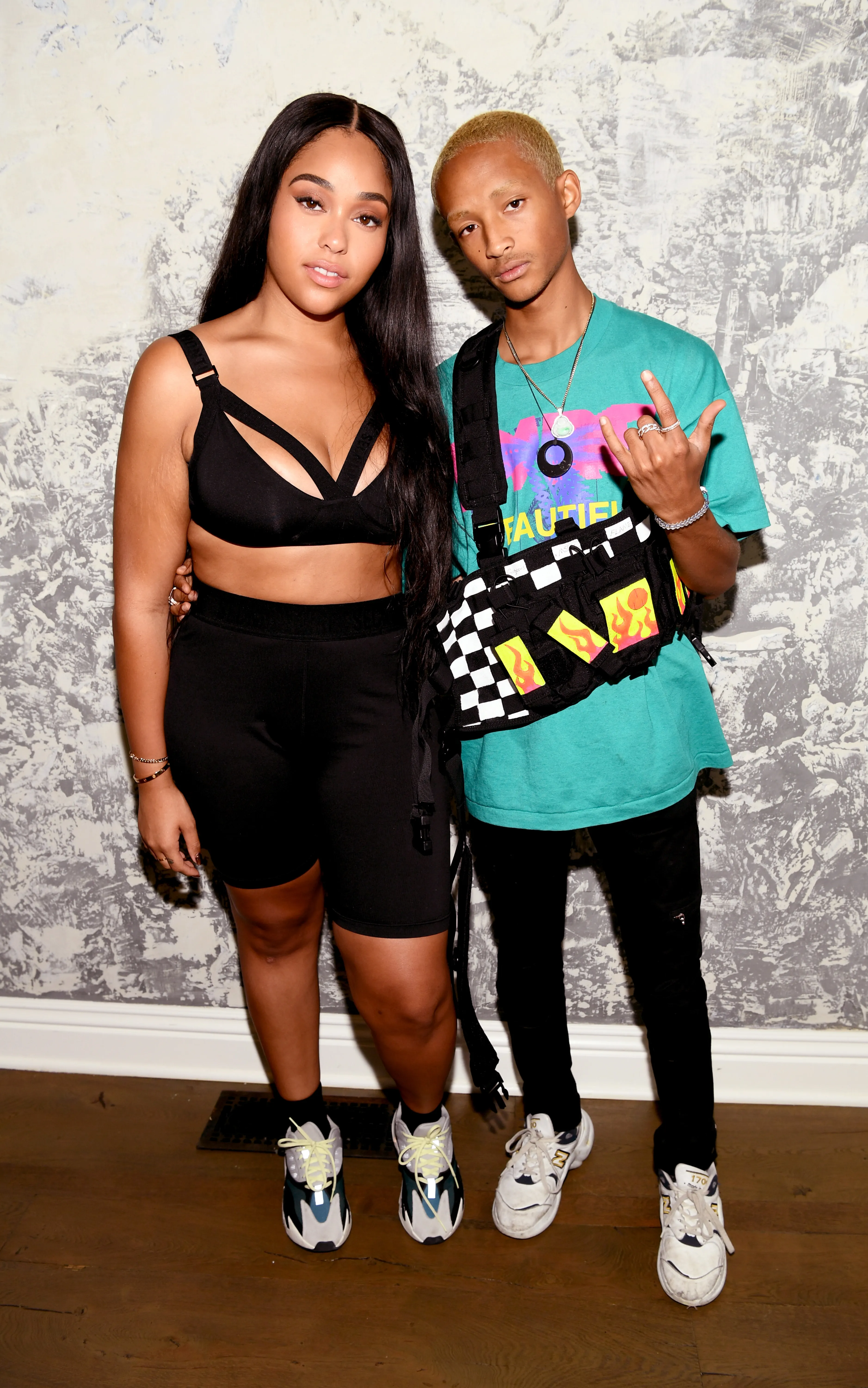 Jordyn Woods and Jaden Smith pose for a photo.