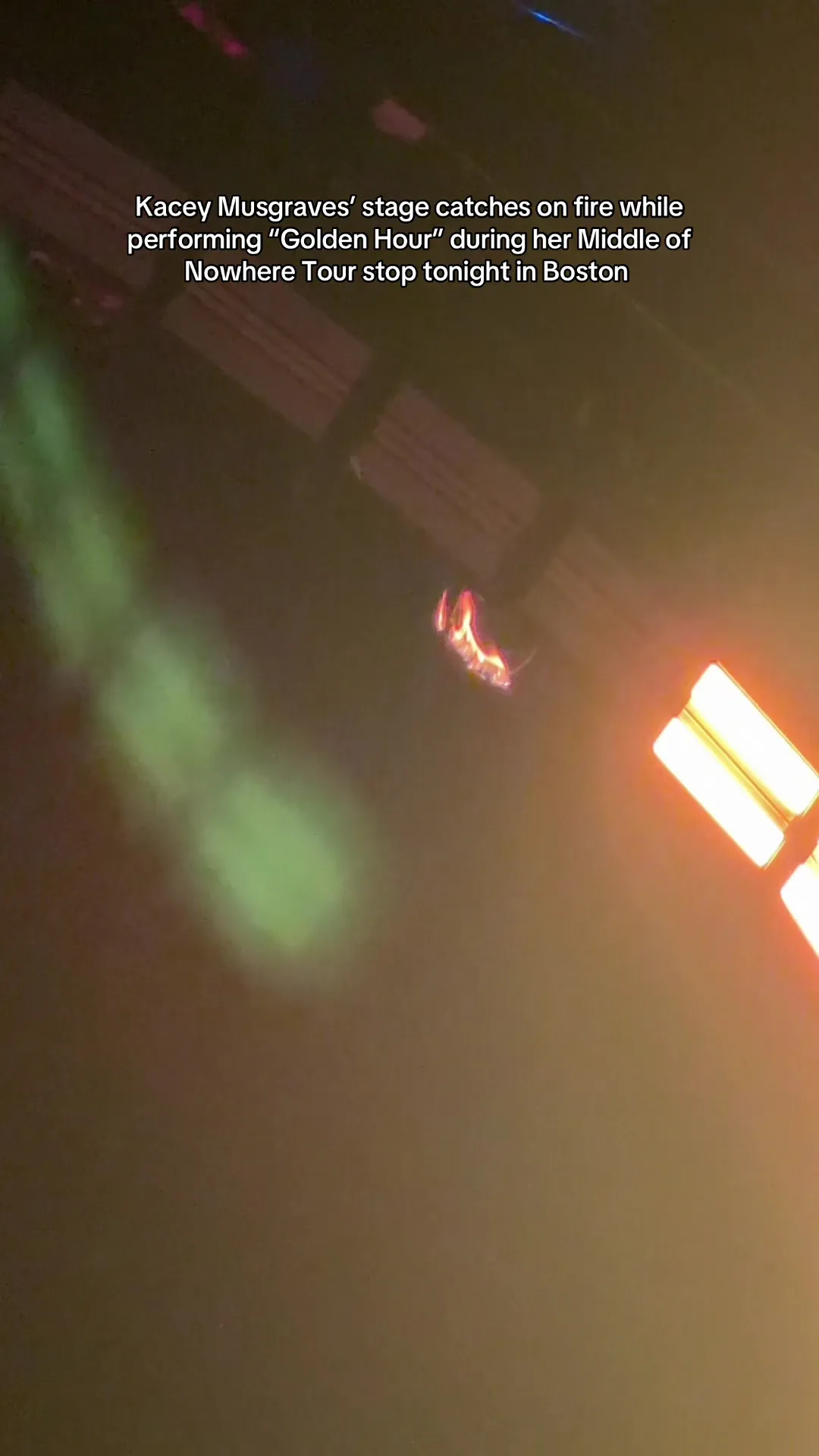 Stage equipment catches fire at a Kacey Musgraves concert in Boston.