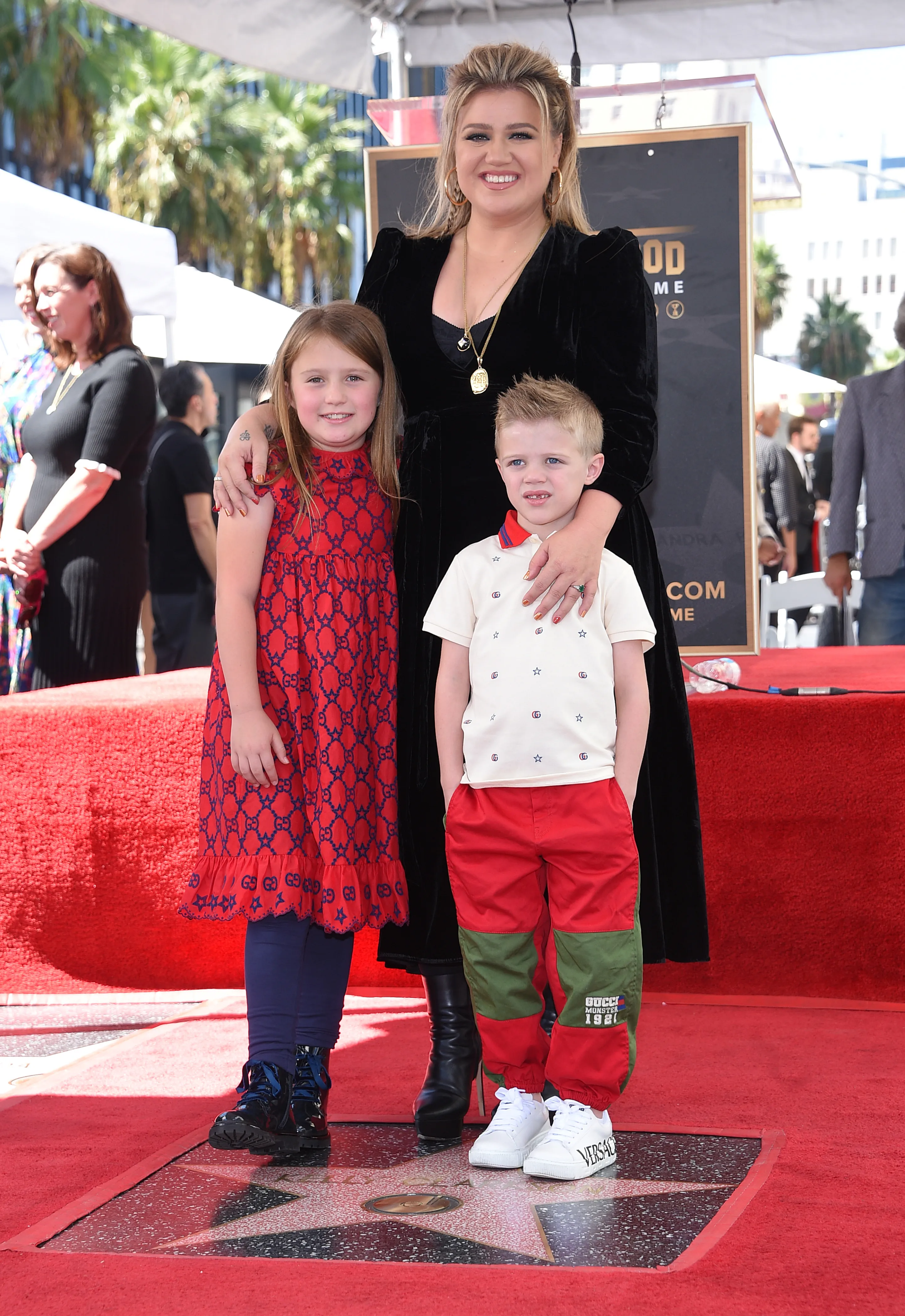 Kelly Clarkson with her children River Rose and Remington Kelly Clarkson honored with star on the Hollywood Walk of Fame, Los Angeles, California