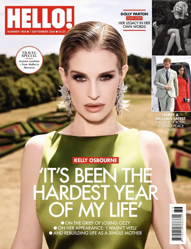A close-up of Kelly Osbourne on the cover of Hello! magazine with the headline 