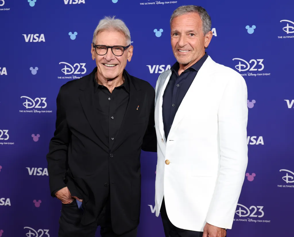 Harrison Ford and Bob Iger at the Disney Entertainment Showcase.