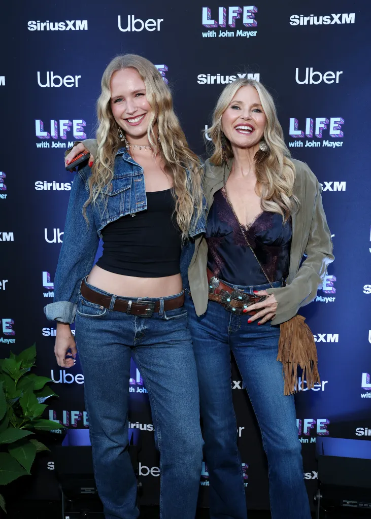 Sailor Brinkley Cook and Christie Brinkley pose together at John Mayer's live performance for SiriusXM.