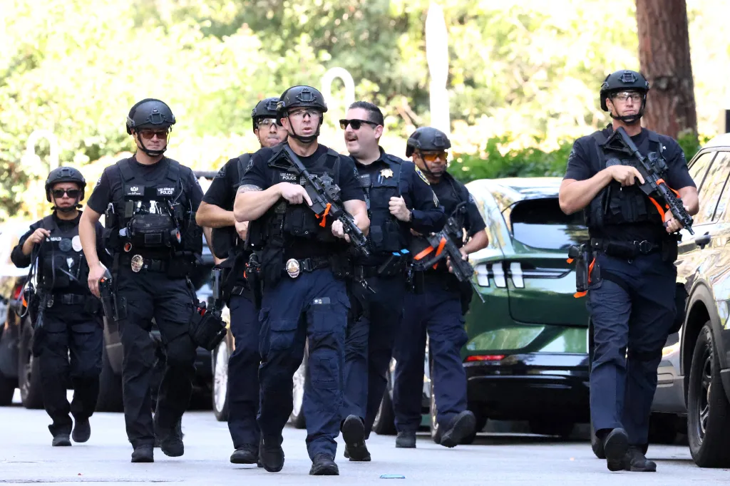 LAPD SWAT officers conducting a drill for security threats.