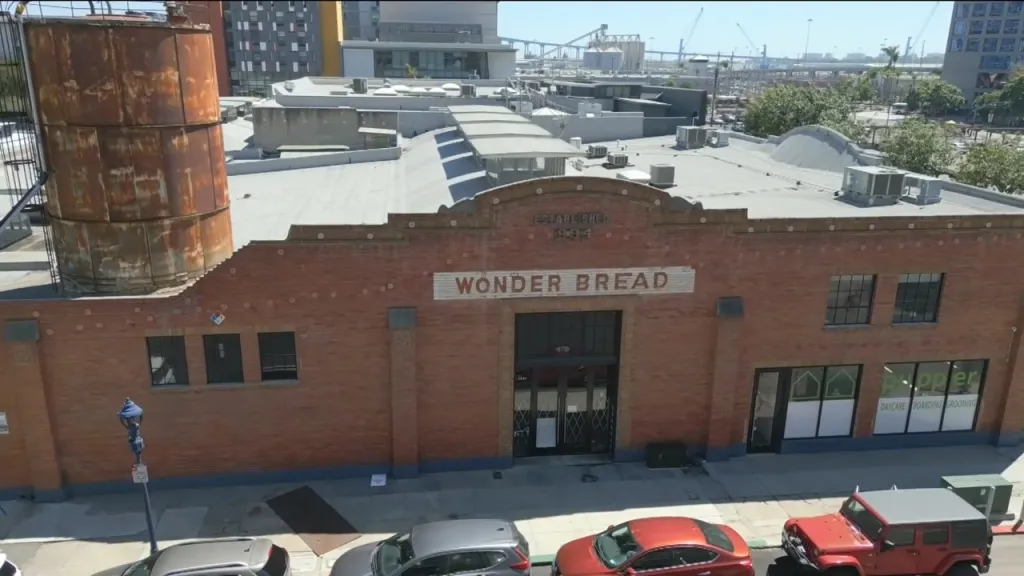 The brick Wonder Bread building with 