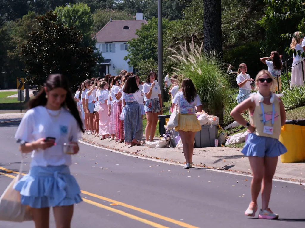 Louisiana State University students waiting during Rush Week.