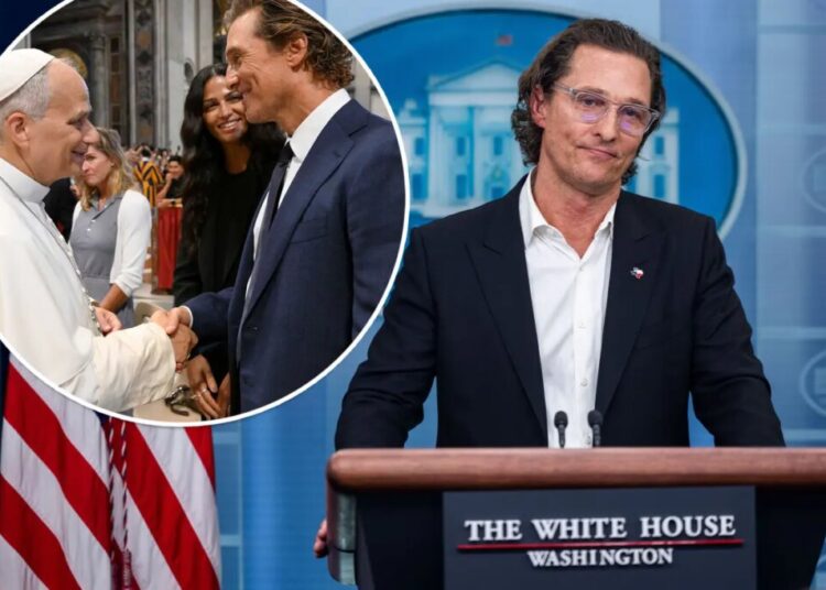 Matthew McConaughey teases political ambitions during visit with Pope Leo XIV in Vatican City