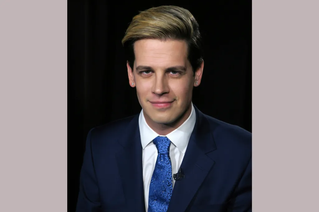 Milo Yiannopoulos looking at the camera during an interview.