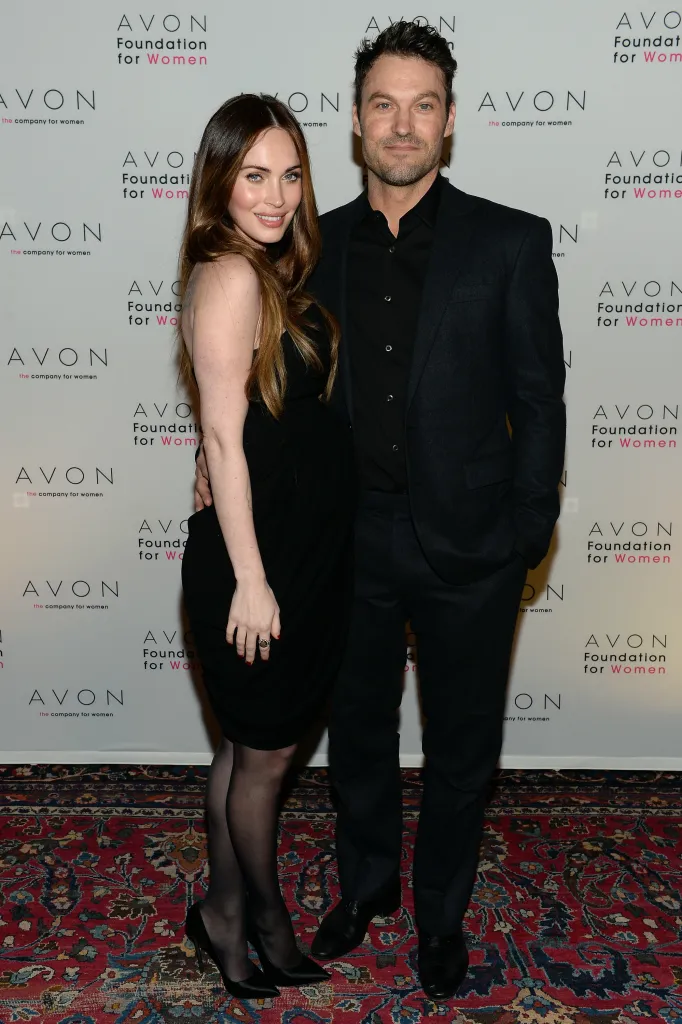 Megan Fox and Brian Austin Green pose at the Avon Foundation launch event.