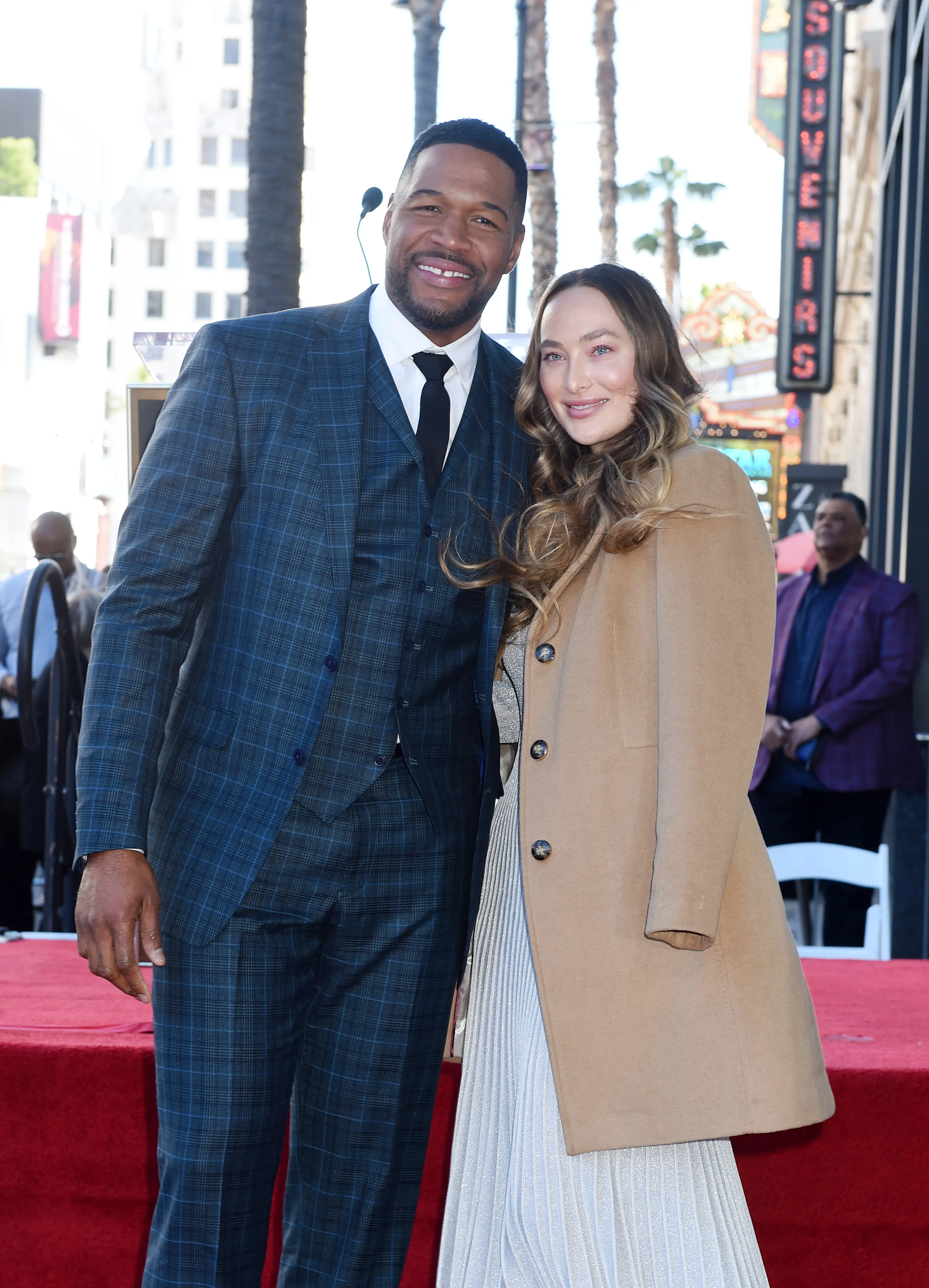 Michael Strahan and Kayla Quick at Strahan's Hollywood Walk of Fame star ceremony.