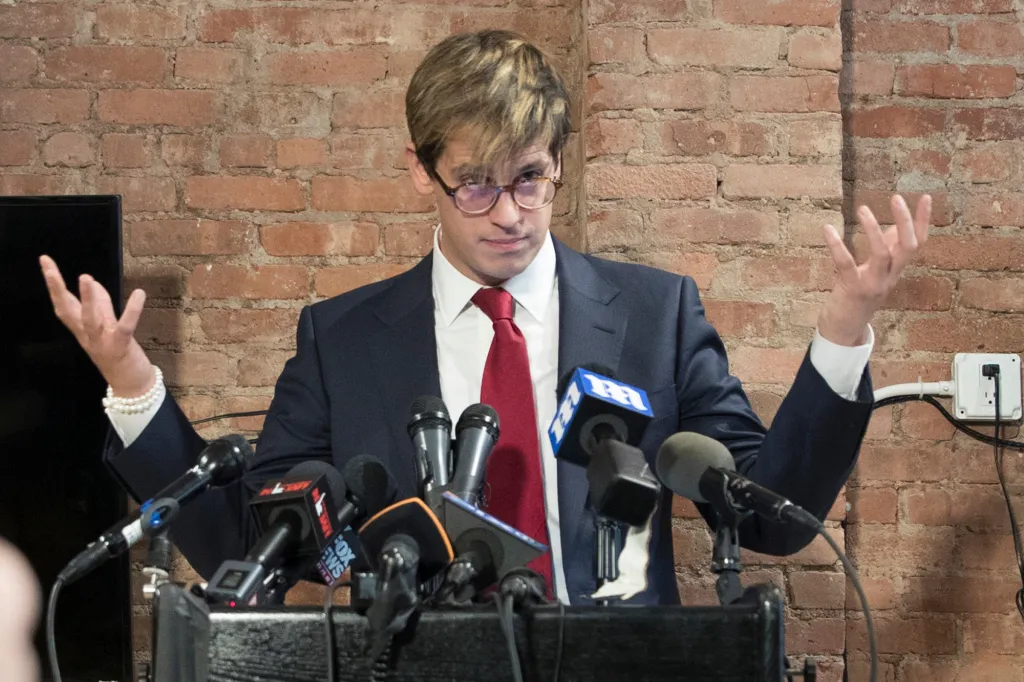 Milo Yiannopoulos speaks during a news conference.