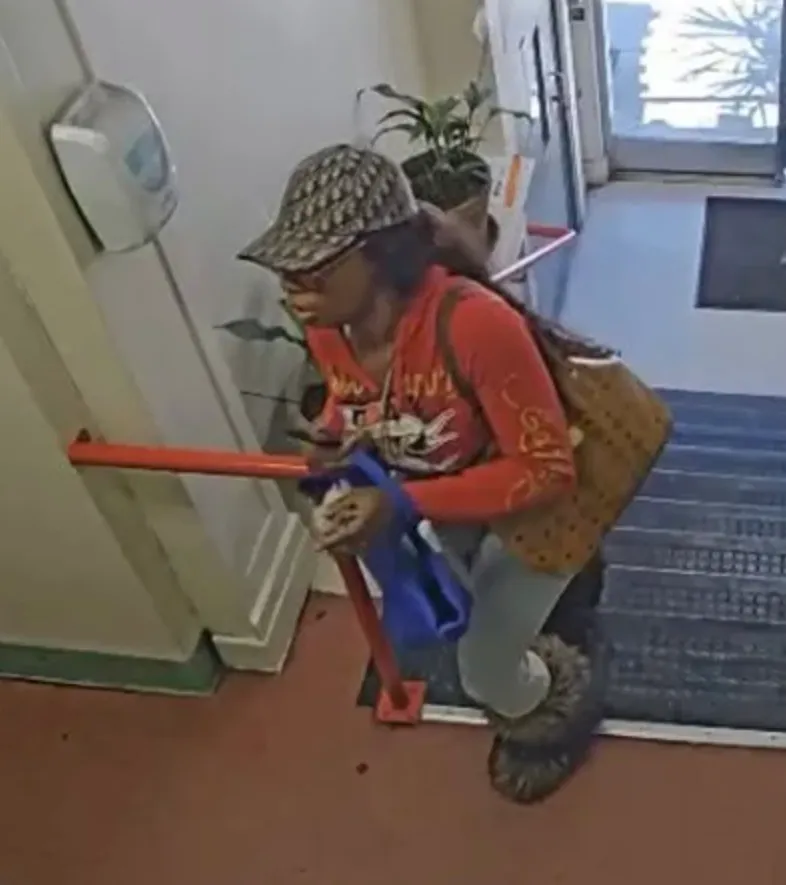 Surveillance footage of missing woman Chantel Brooks entering or exiting her San Francisco workplace.