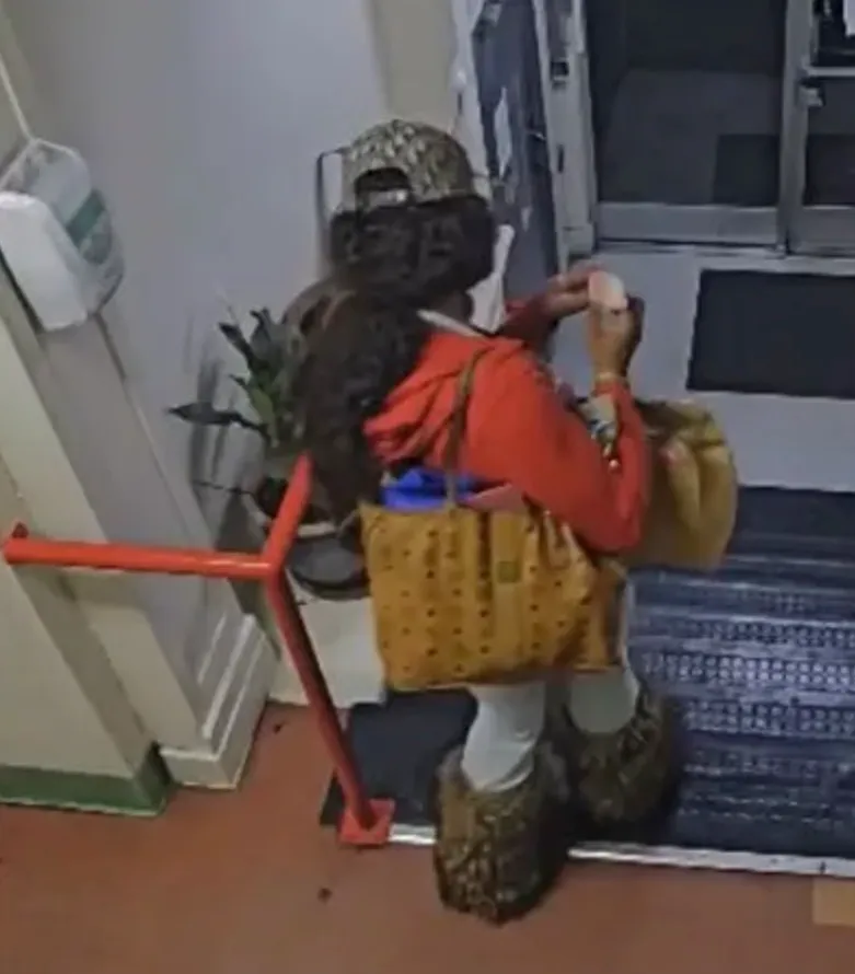 Surveillance photo of missing woman Chantel Brooks leaving her workplace.
