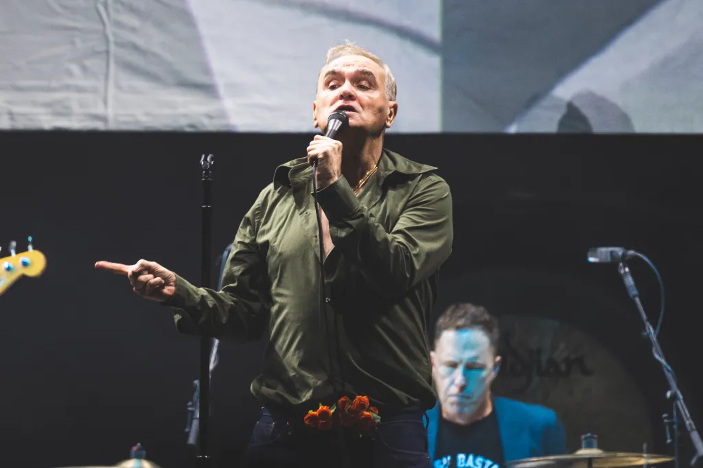 Morrissey performing on stage.