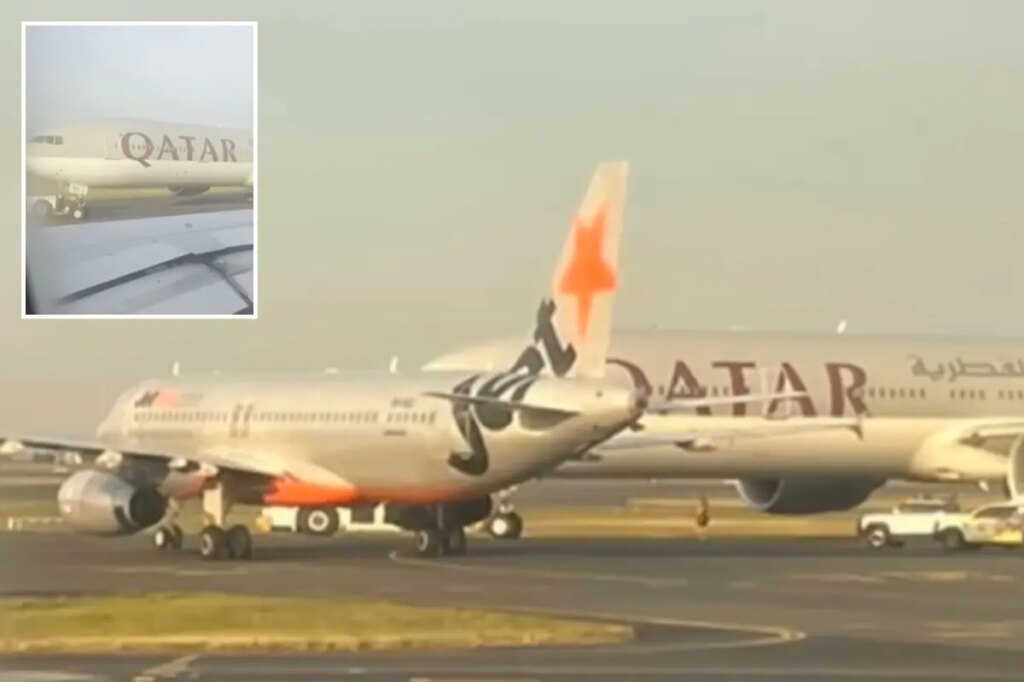 Jetstar, Qatar Airways planes narrowly avoid collision at Sydney airport, 1 crew member injured