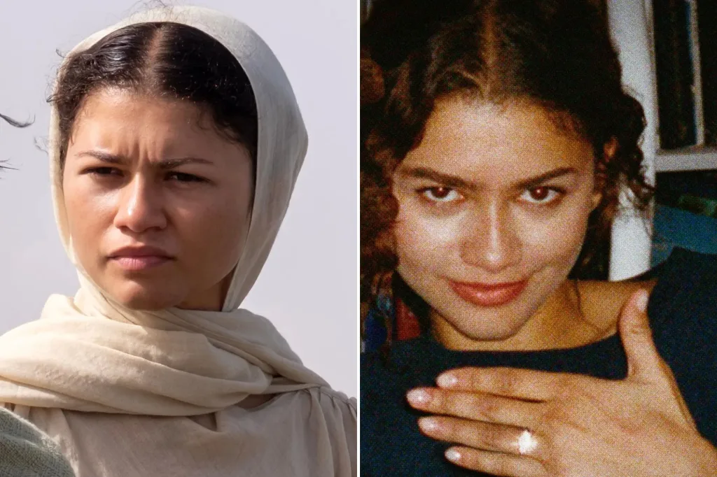 An image collage containing 2 images, Image 1 shows Matt Damon as Odysseus and Zendaya as Athena, Image 2 shows The poster for Robert Pattinson and Zendaya's upcoming A24 film 