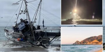 California beach shut down after 58-foot boat runs aground — spilling toxic chemicals
