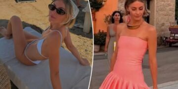 Julianne Hough flaunts her toned figure in bikinis as she shares snaps from her trip to Sardinia