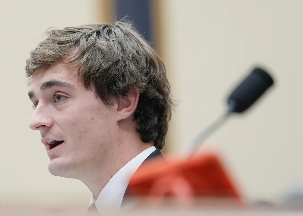 Nick Shirley testifying during a House Judiciary subcommittee hearing.