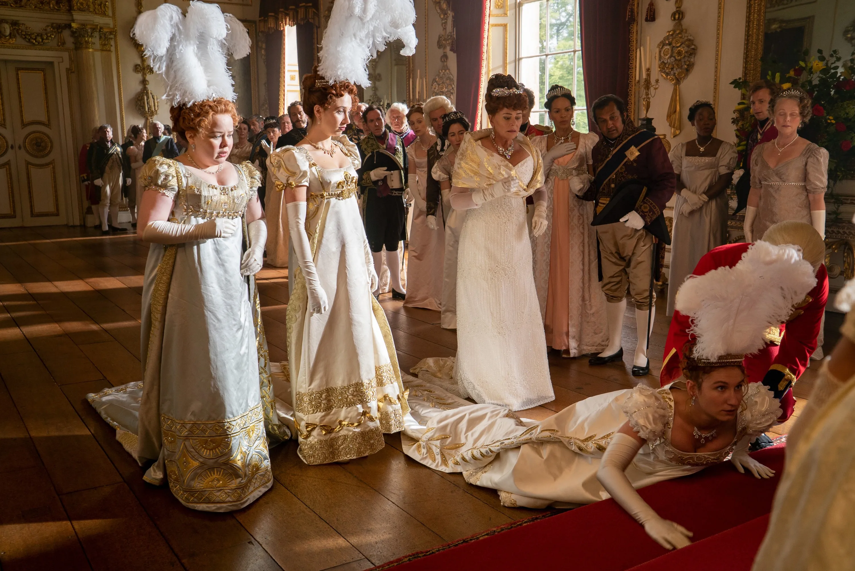 Nicola Coughlan, Harriet Cains and Polly Walker in 