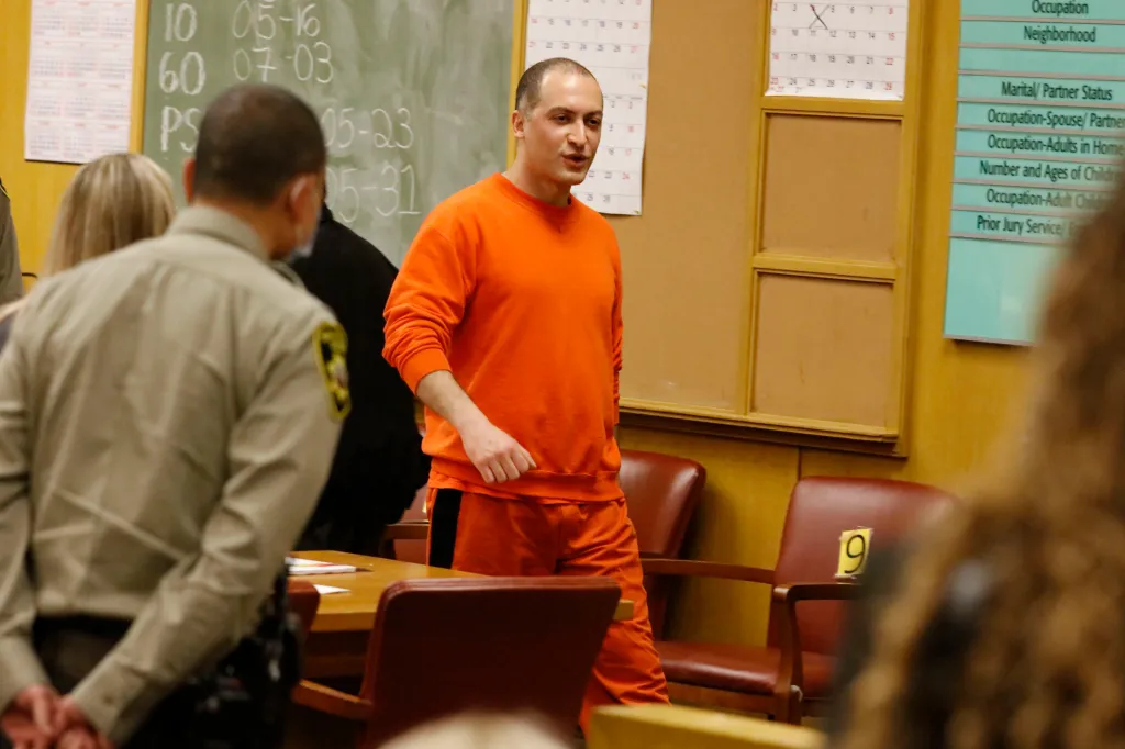 Nima Momeni, suspected of murdering tech executive Bob Lee, appears in court wearing an orange jumpsuit.