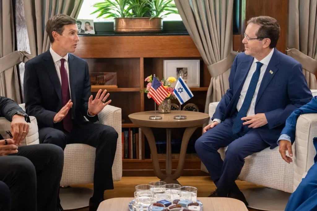 Jared Kushner meets Israeli President Isaac Herzog in Jerusalem.