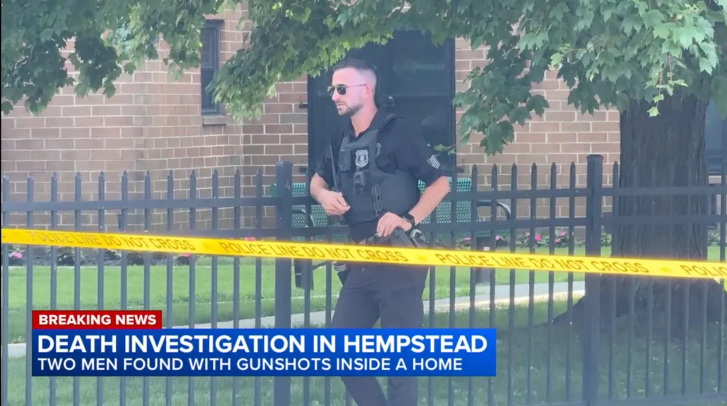 Police investigating a double-fatal shooting inside a home in Hempstead.