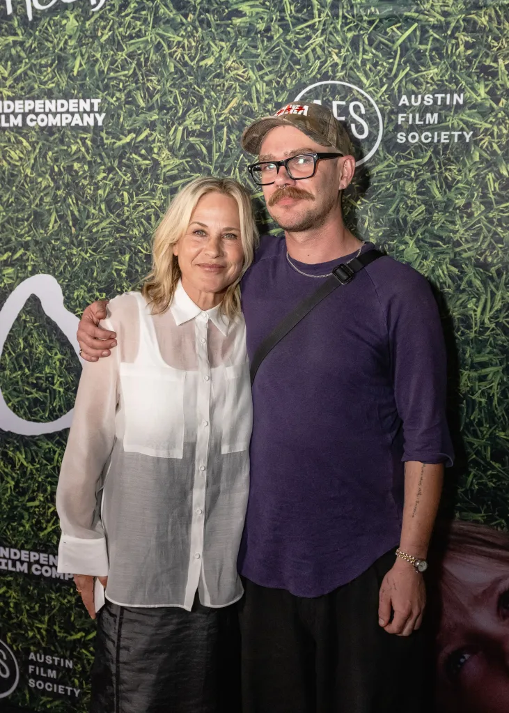 Patricia Arquette and Ellar Coltrane pose on the red carpet at the 
